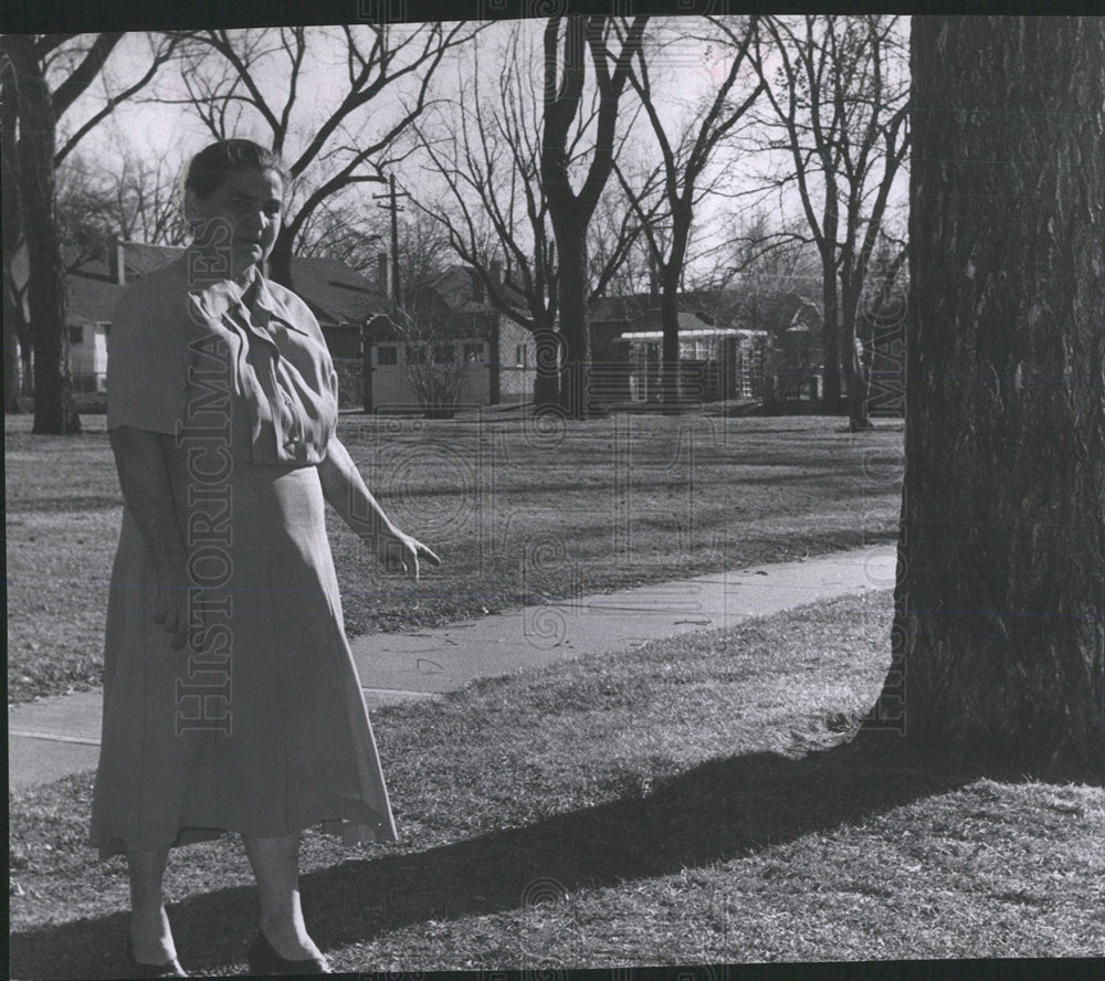 1959 Press Photo Anna Roth Russell Square Park Rock - Historic Images