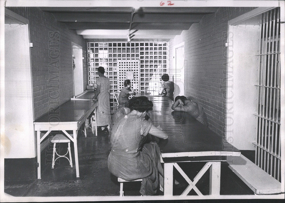 1955 Press Photo Women Dining Room Denver County Jail - Historic Images