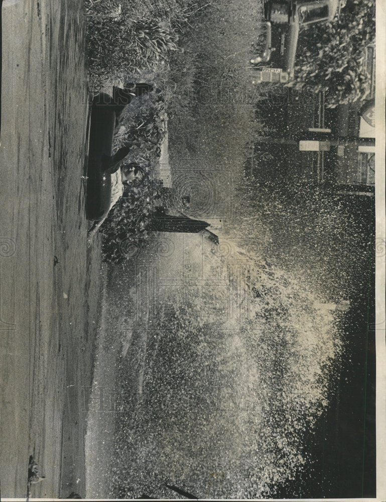 1973 Press Photo Puddle-Paddler enjoy Curbside Lake - Historic Images