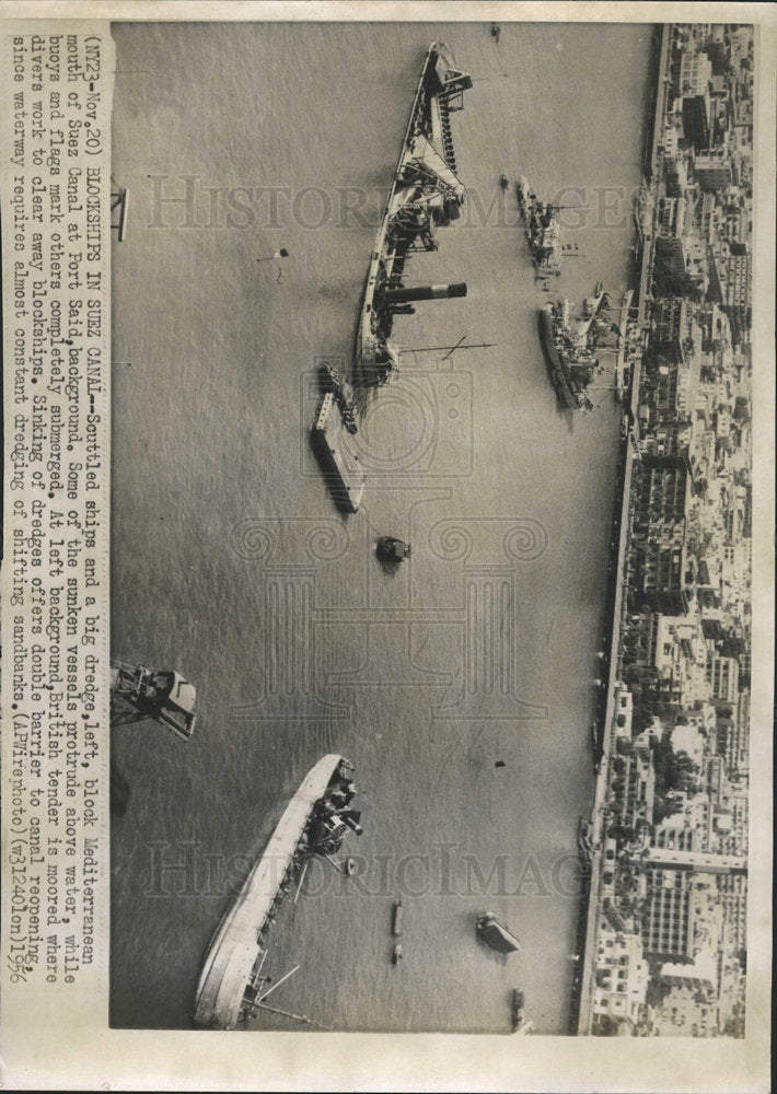 1956 Press Photo Suez Canal Port Said Mediterranean - Historic Images