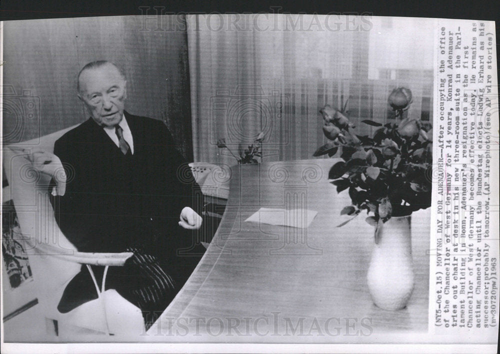 1963 Press Photo Chancellor West Germany Parliment - Historic Images