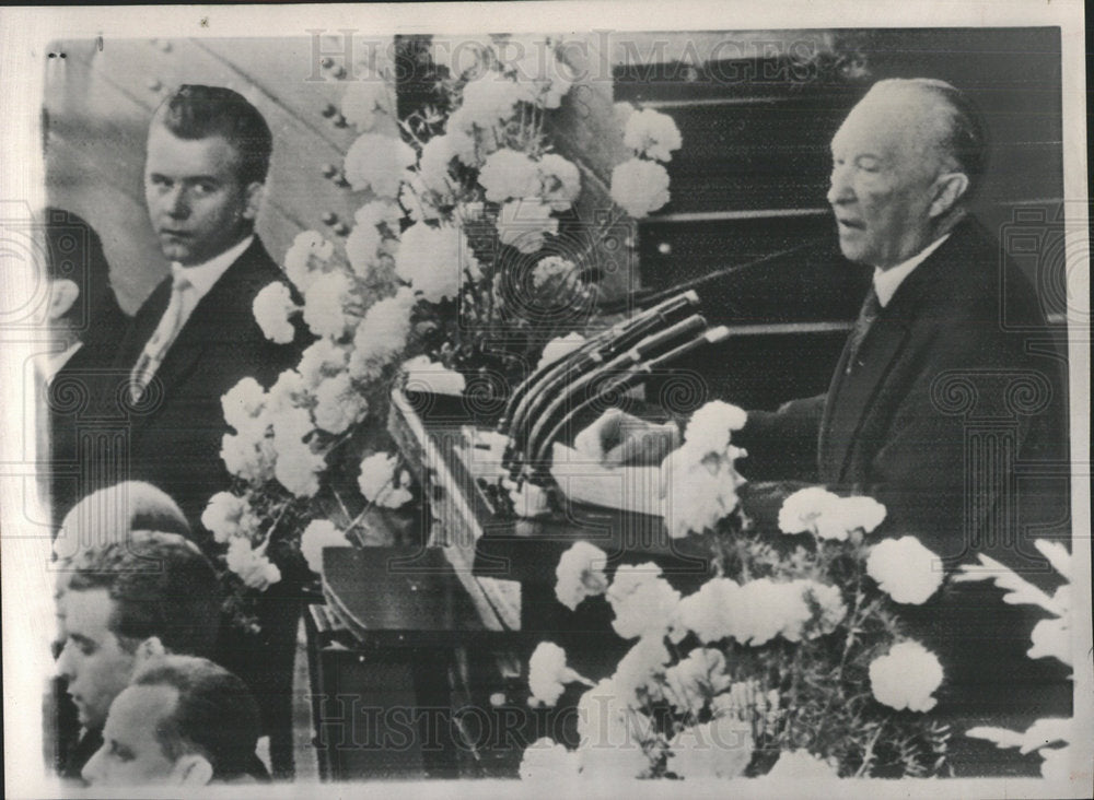 1961 Press Photo West German Chancellor Konrad Adenauer - Historic Images