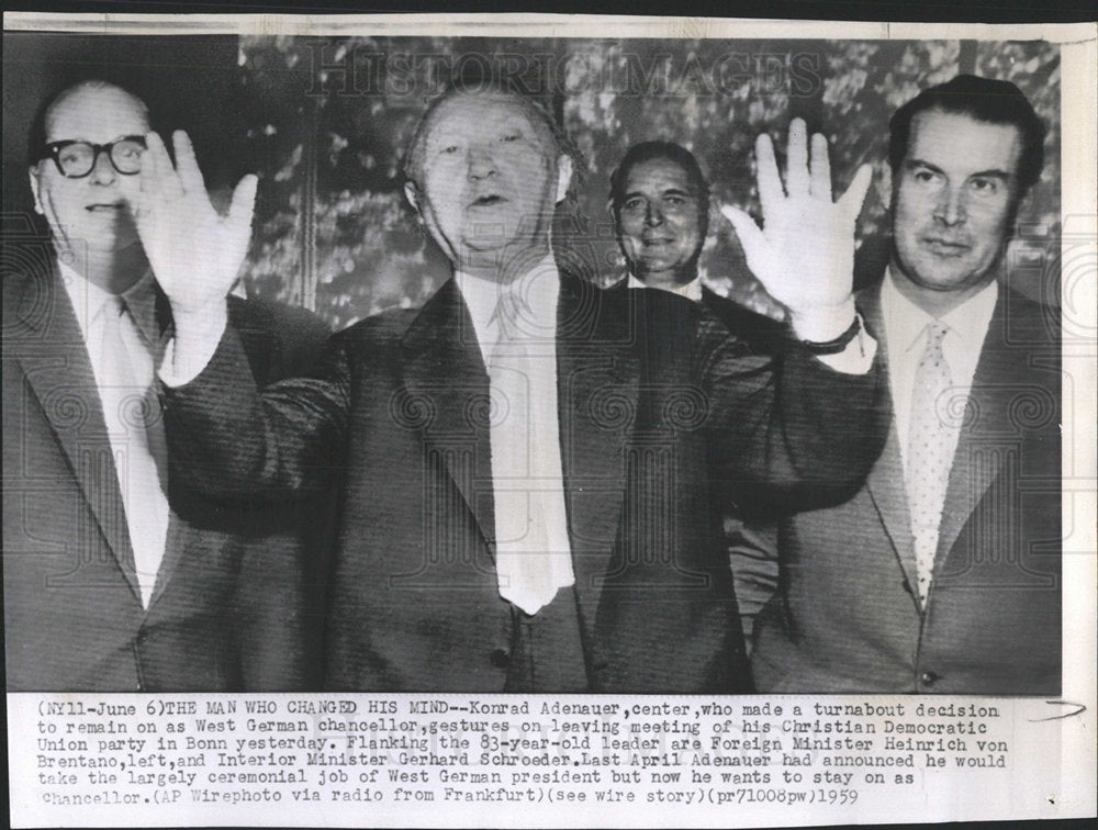 1956 Press Photo Konrad Adenauer German Statesman - Historic Images