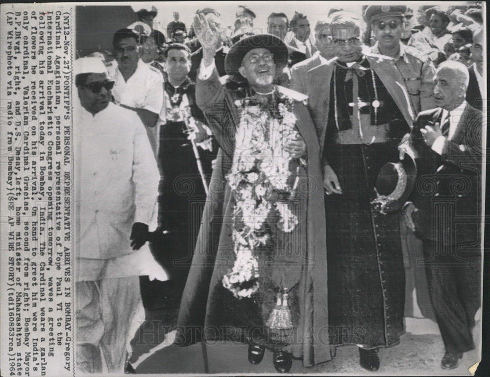 1964 Press Photo Gregory Cardinal Agagianian Vatican - Historic Images