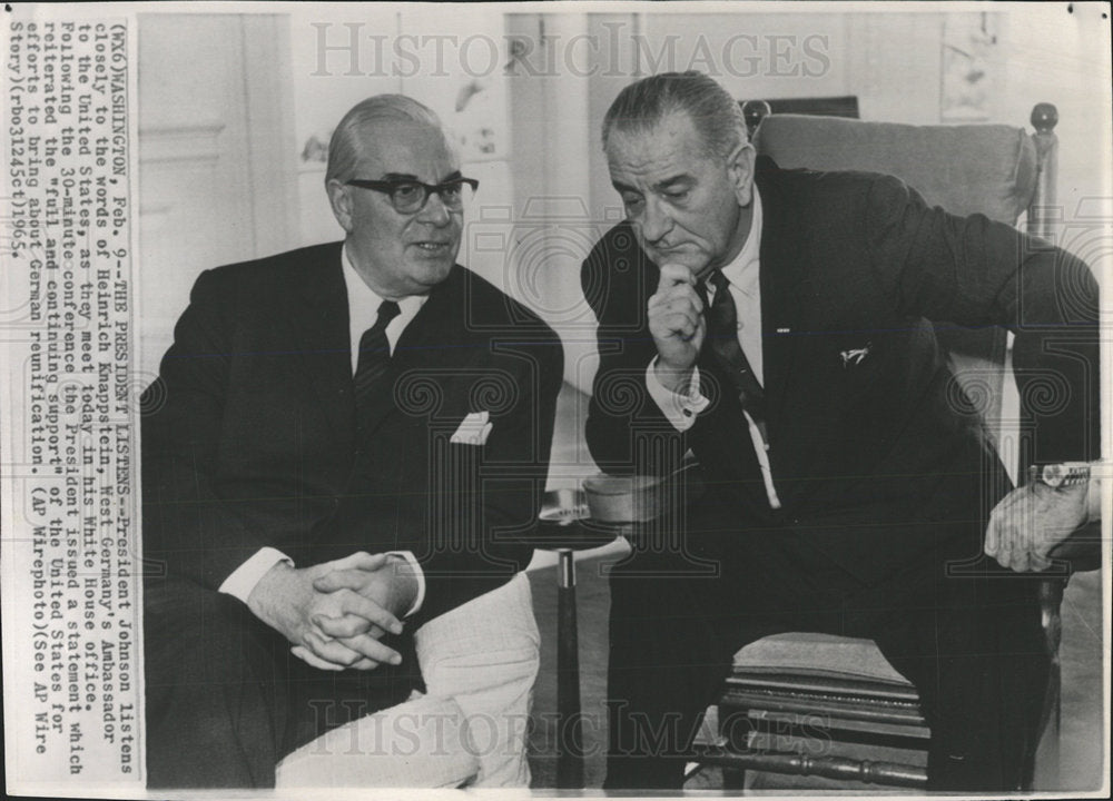 1965 Press Photo Heinrich Knappstein Johnson Germany - Historic Images