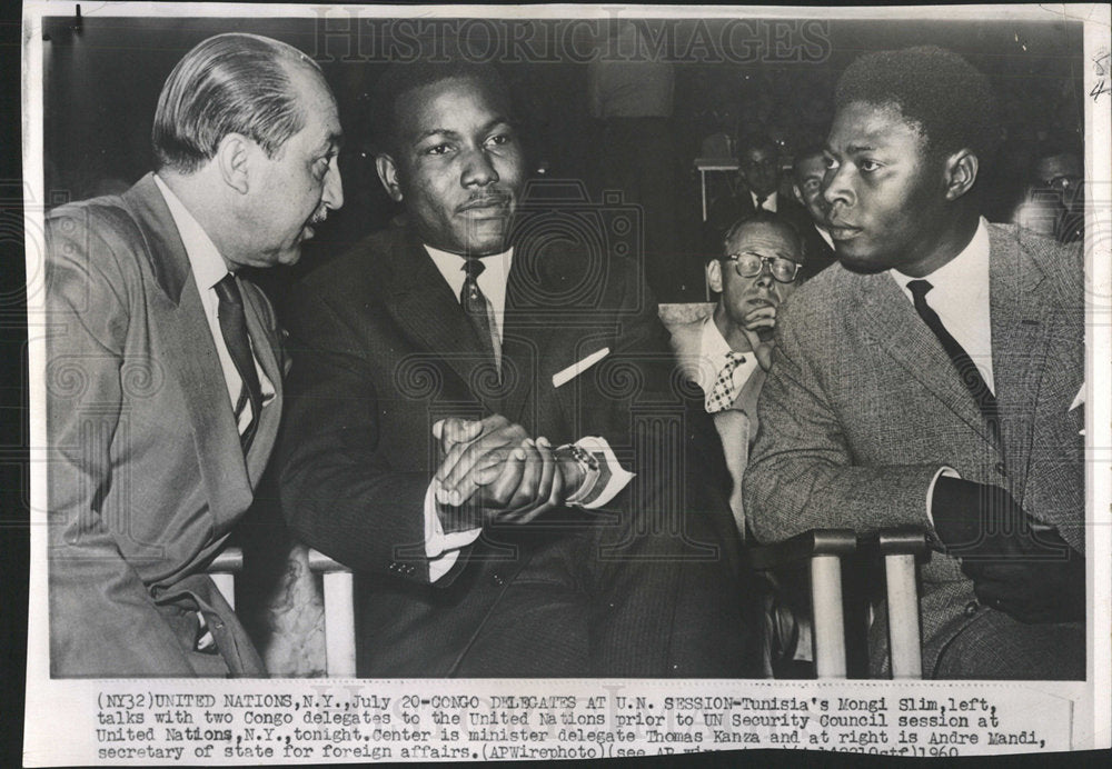 1964 Press Photo Tunisia Mongi Slim Congo delegates UN - Historic Images