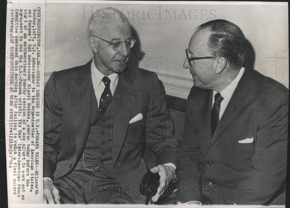 1964 Press Photo Elisworth Bunker US Ambassador America - Historic Images