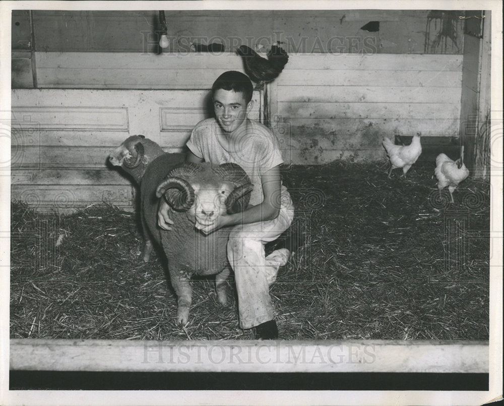 1957 Press Photo John Penson Holds Second Champion - Historic Images