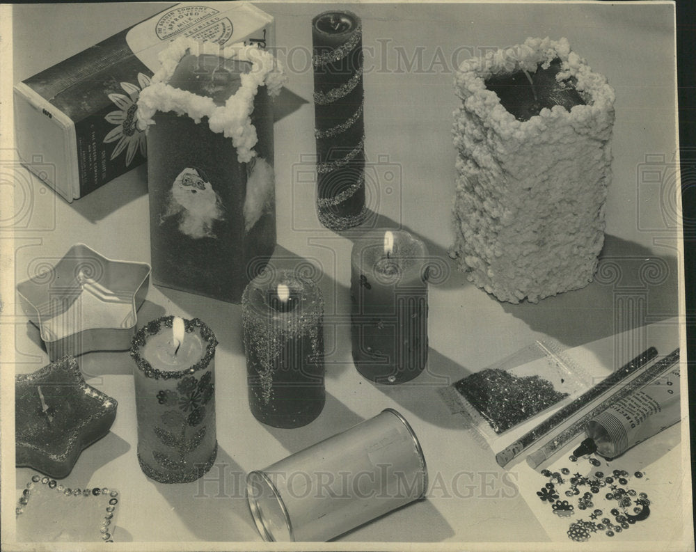 1955 Press Photo Colored Candles molded paraffin House - Historic Images