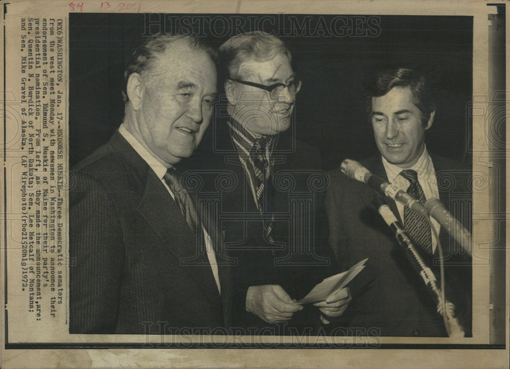 1972 Press Photo Democratic Senator Edmund Muskie party - Historic Images