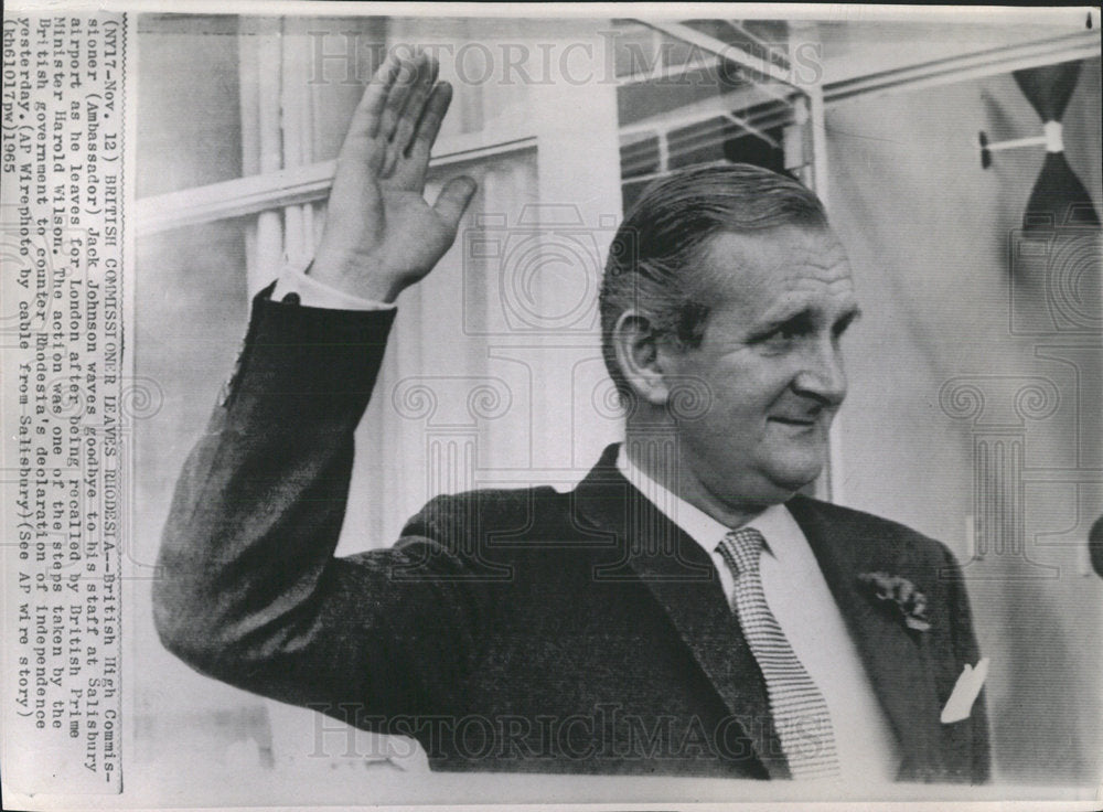 1965 Press Photo British High Commissioner Jack Johnson - Historic Images