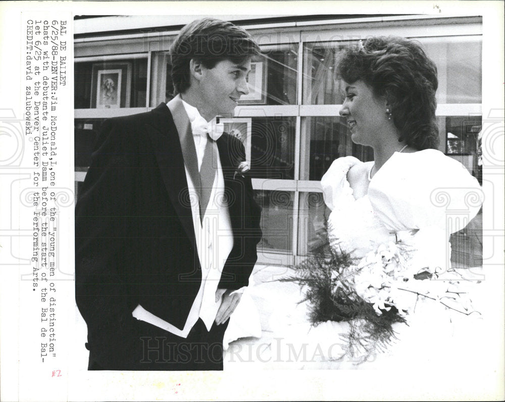 1988 Press Photo Jim McDonald Debutante Juliet Damm Man - Historic Images