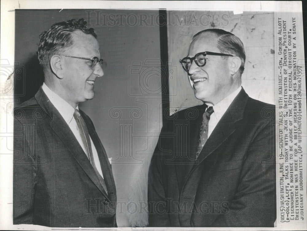 1957 Press Photo Gordon Allott Breitensten Jean Denver - Historic Images