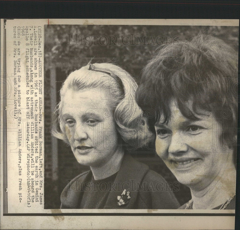 1968 Press Photo Mrs. Borman Mrs. Lovell astronaut wife - Historic Images