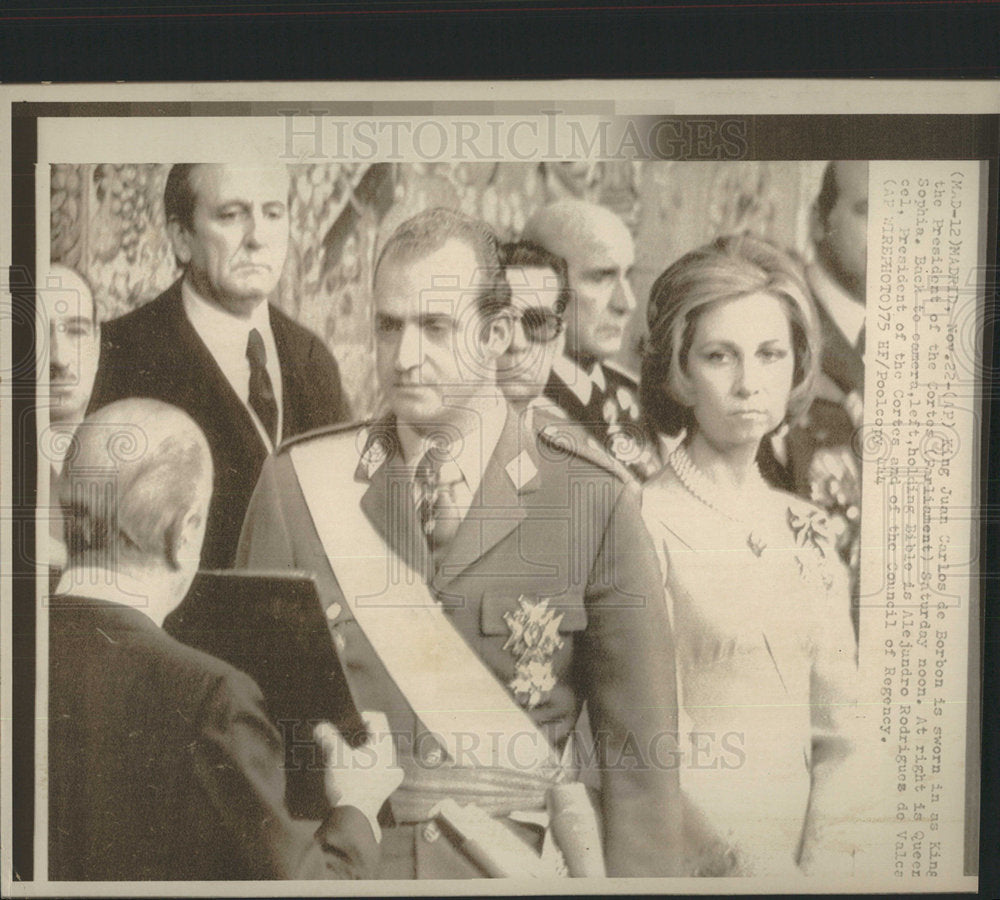 1975 Press Photo King Juan Carlos Borbon Queen Sophia - Historic Images