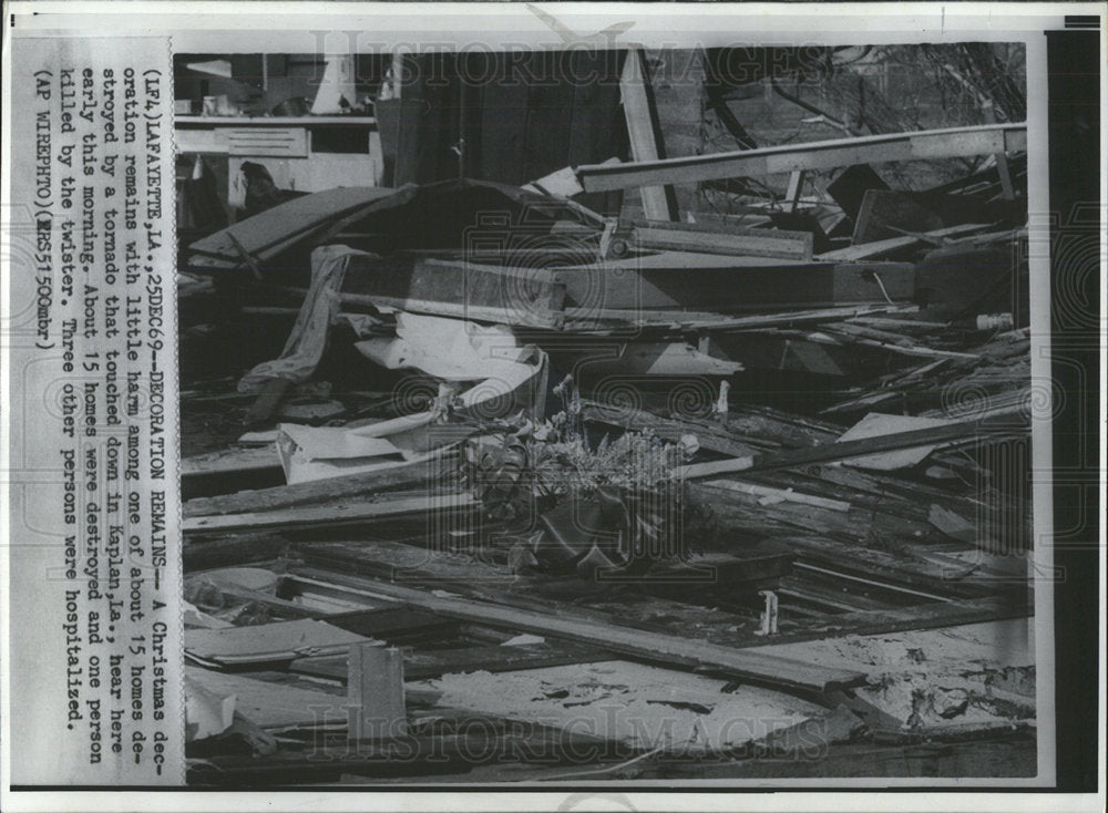 1969 Press Photo Kaplan Louisiana House Tornado Damage - Historic Images