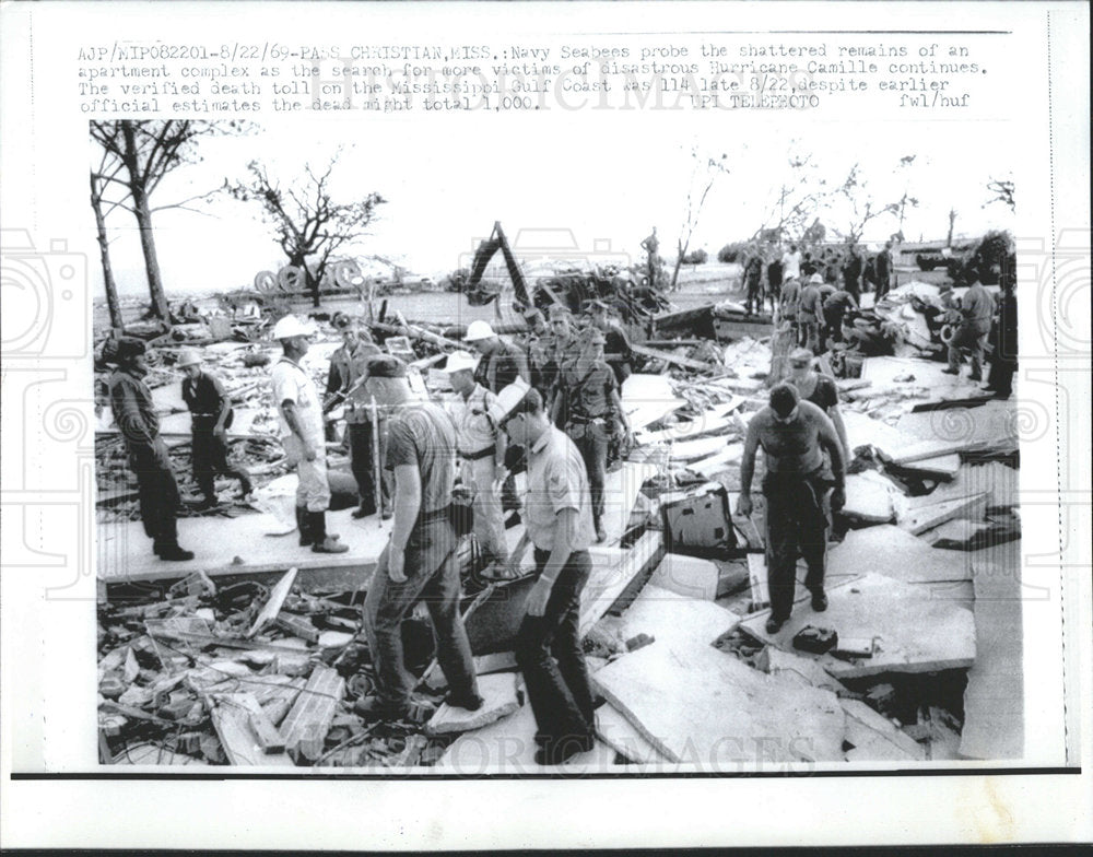 1969 Press Photo Hurricane Camilla Mississippi Area - Historic Images