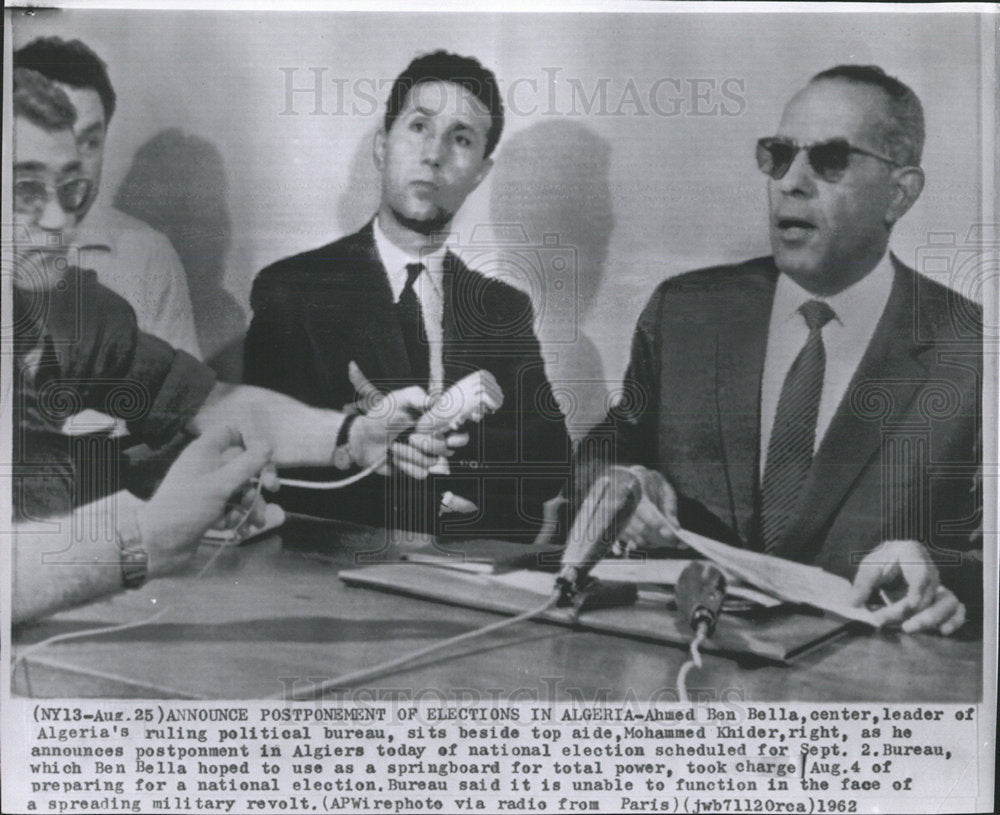 1962 Press Photo Algeria President Ahmed Ben Bella - Historic Images