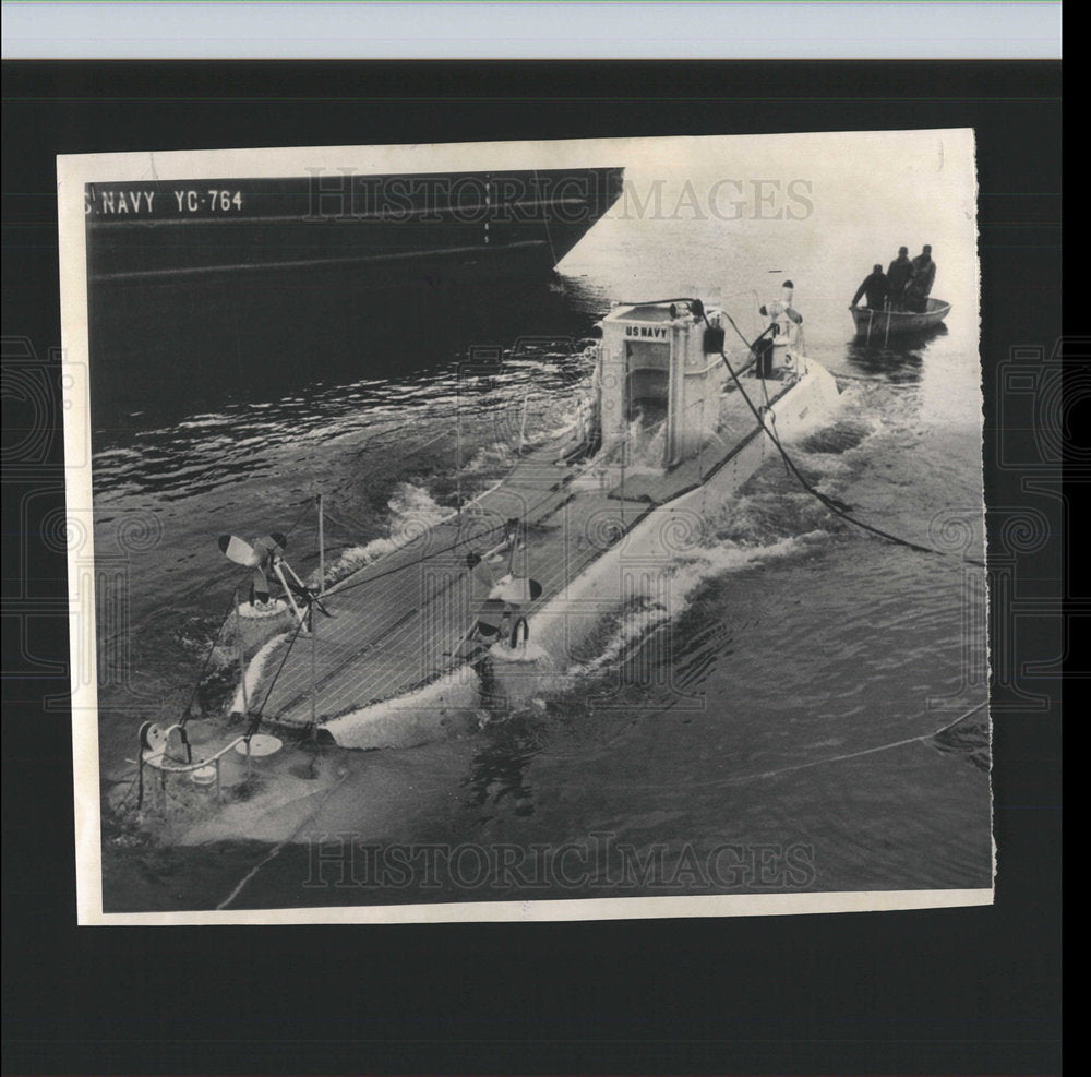 1963 Press Photo Boston harbor bathyscaphe Trieste deck - Historic Images