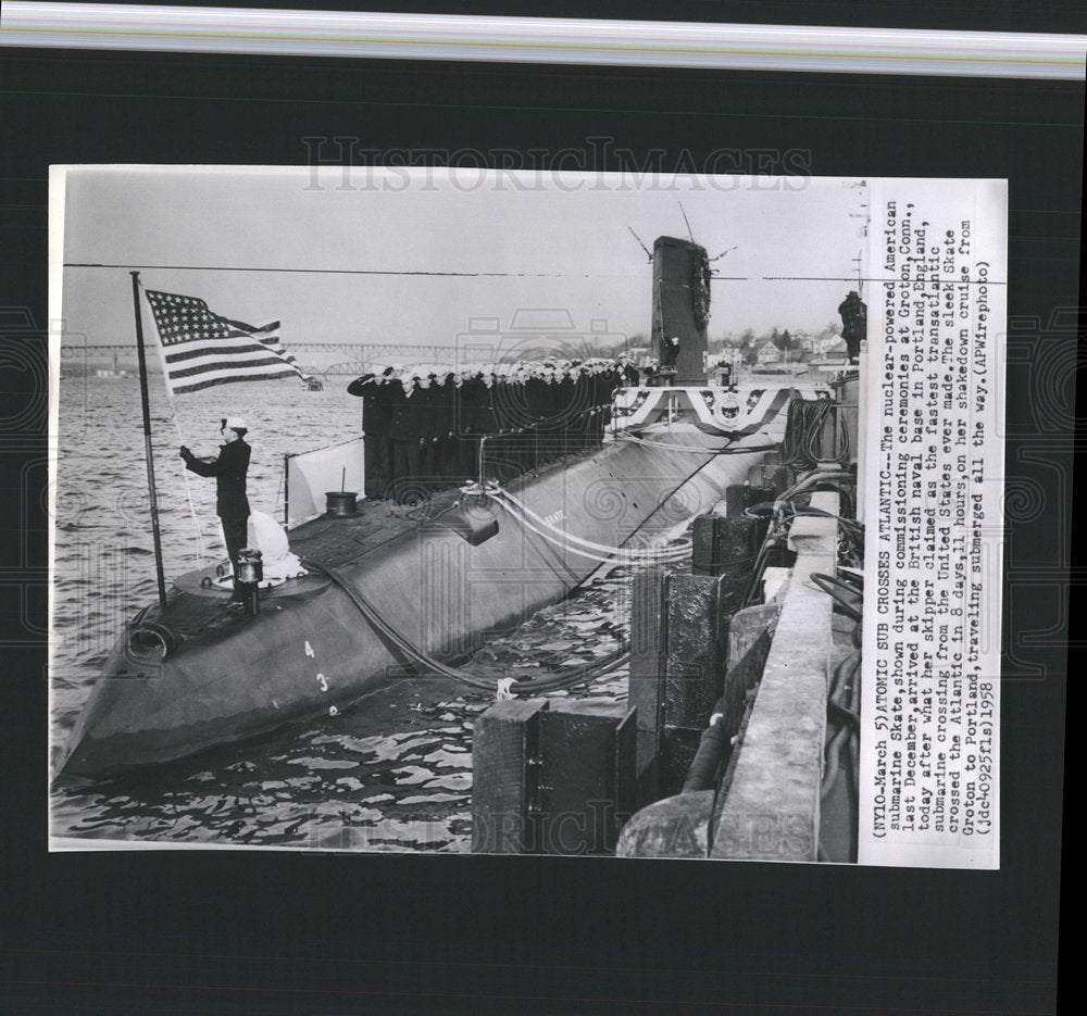 1958 Press Photo nuclear power American submarine Skate - Historic Images