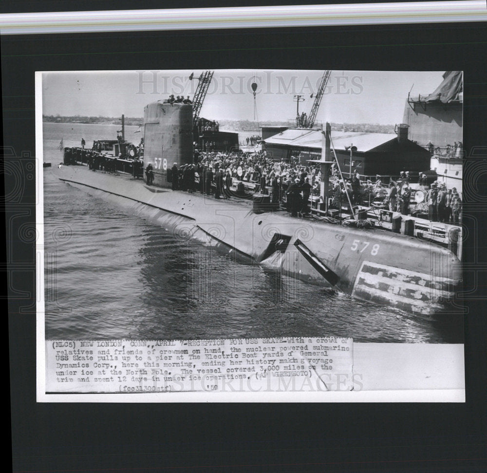 1959 Press Photo USS Skate at Electric Boat Yard - Historic Images