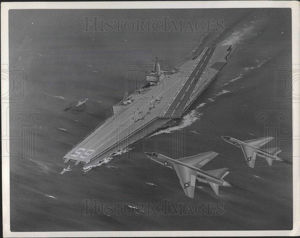 1961 Press Photo Artist Conception Nuclear Carrier - Historic Images