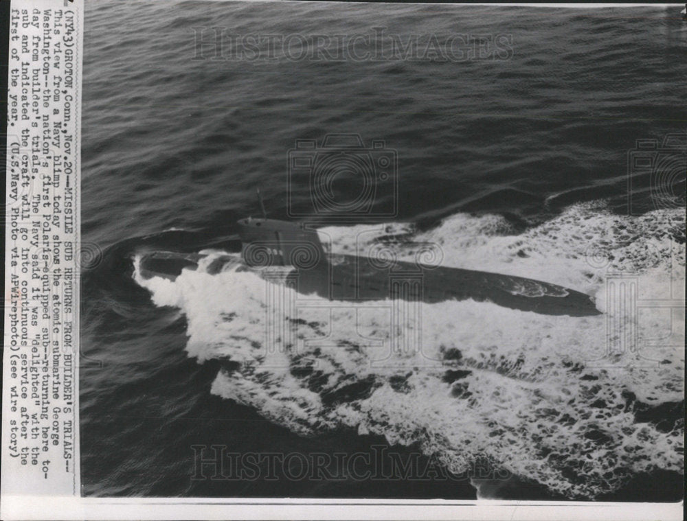 1959 Press Photo Missile Sub Returning Polaris Groton - Historic Images