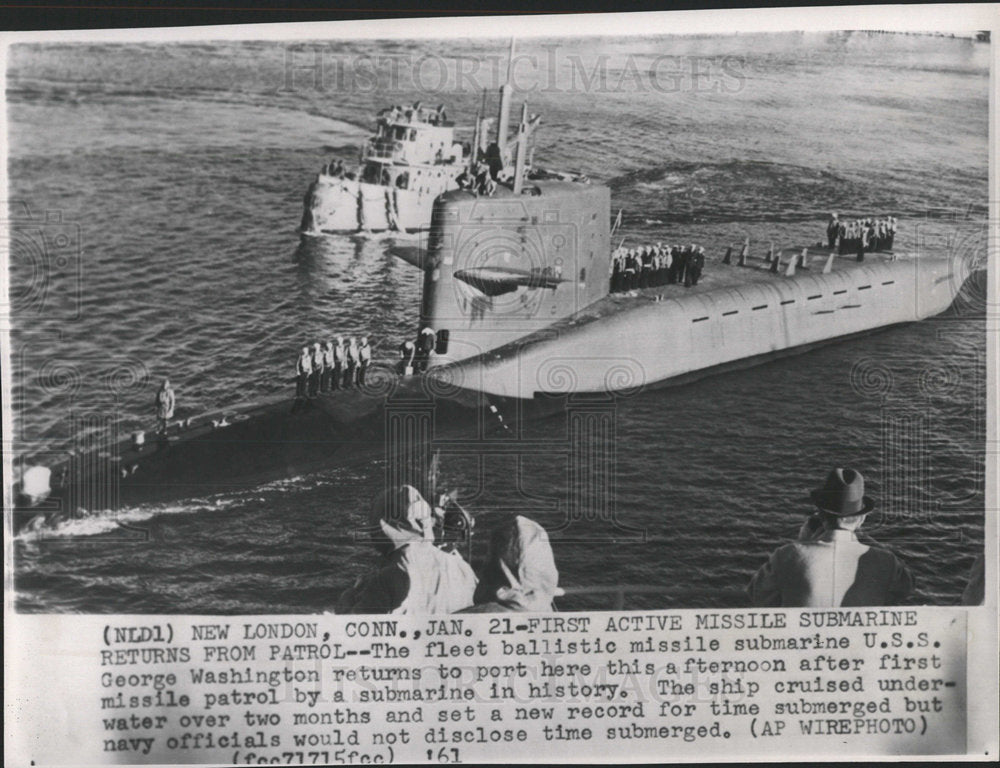 1961 Press Photo Ative Missile submarine Patrol USS - Historic Images