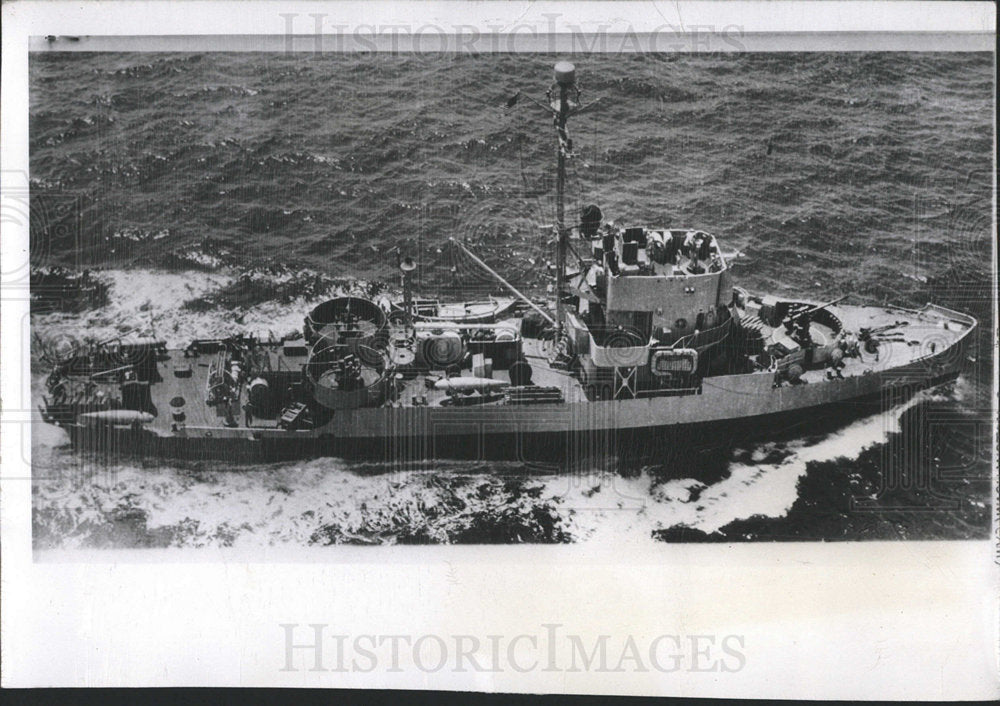 1950 Press Photo Navy Minesweeper Pirate Korea Tour - Historic Images