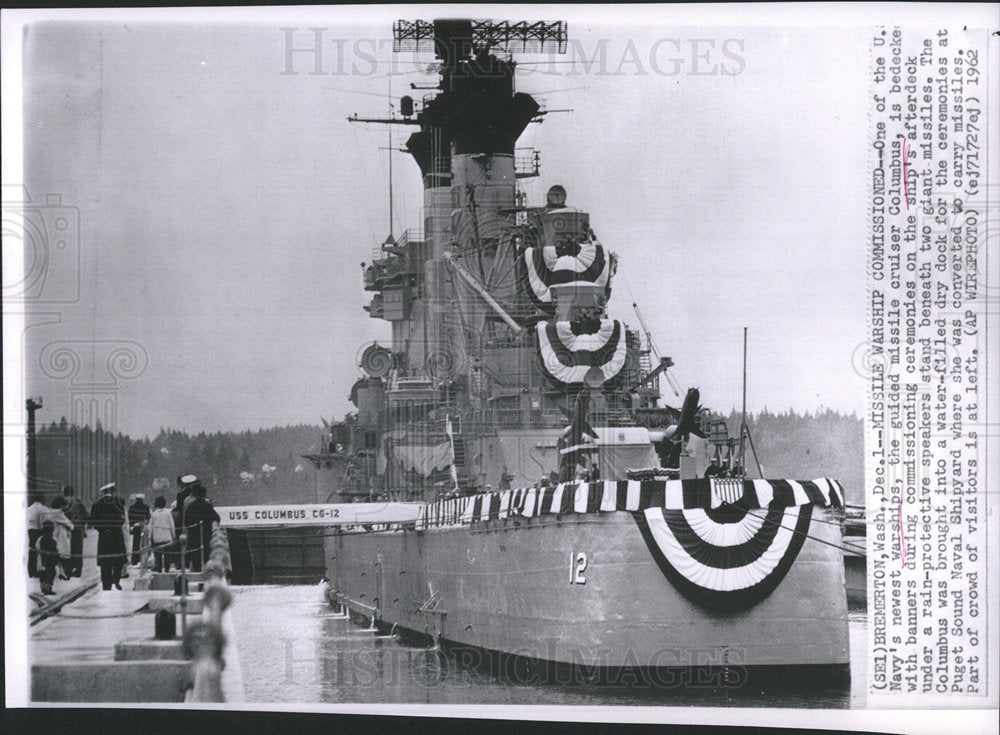 1962 Press Photo U.S. NAVY&#39;S MISSILE CRUISER COLUMBUS - Historic Images