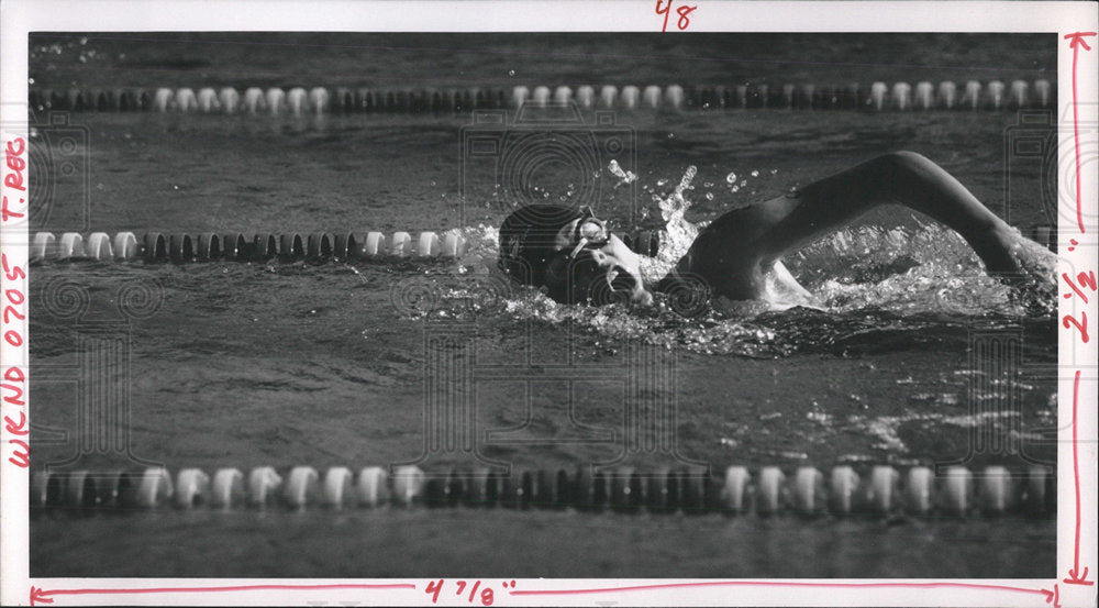 1991 Press Photo Female Swimmer At Iron Kids Trithalon - Historic Images