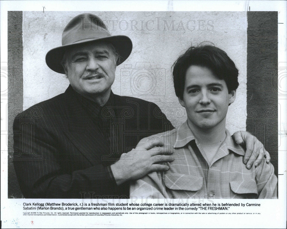 1990 Press Photo Broderick Marlon Brando The Freshman - Historic Images