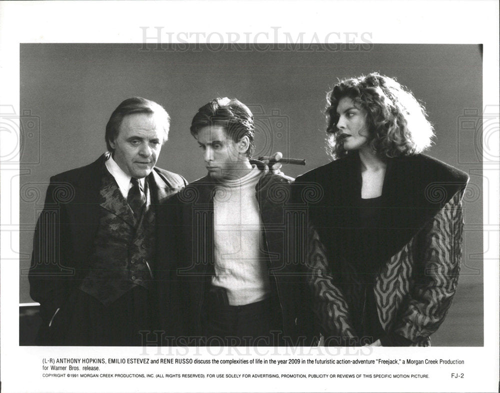 1992 Press Photo Freejack Hopkins Emilio Estevez Russo - Historic Images