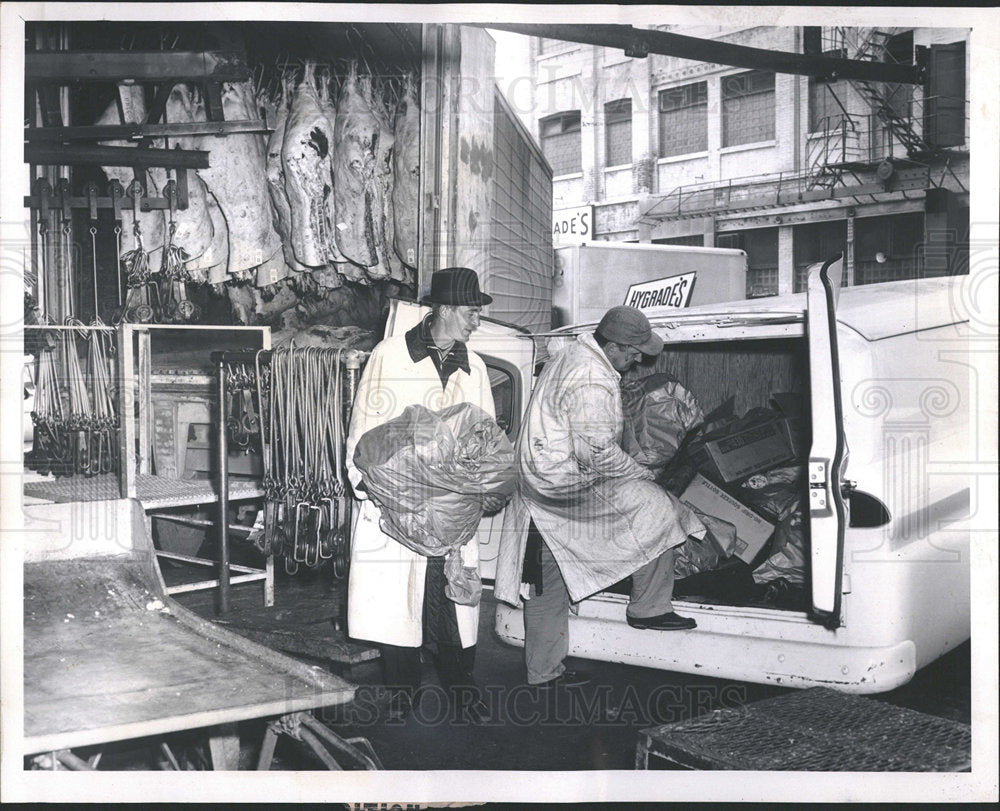 1961 Press Photo Frankel Meat Company Fulton Market  - Historic Images