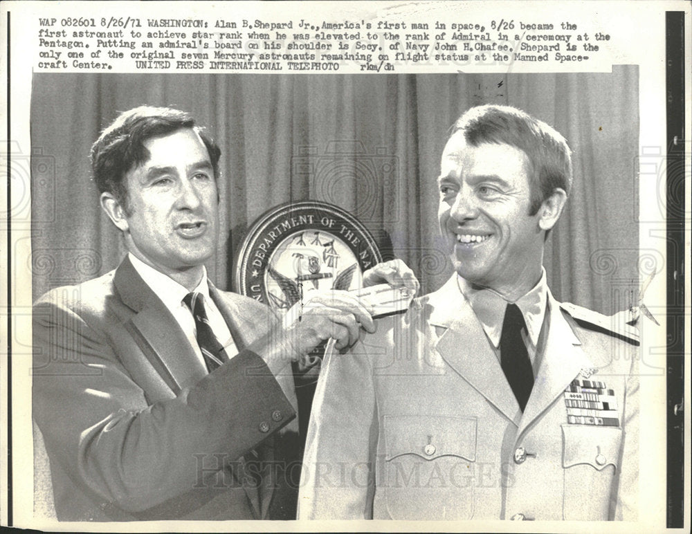 1971 Press Photo Alan Shepard Jr America Rank Pentagon - Historic Images