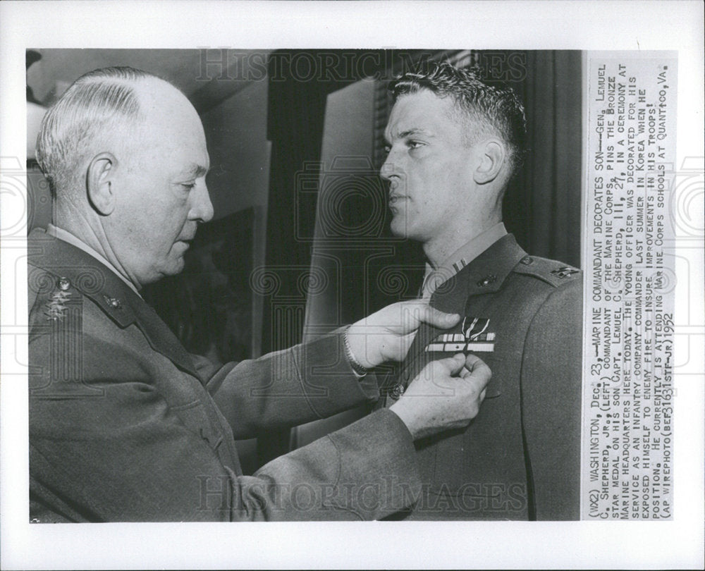 1952 Press Photo Lemuel C. Shepherd, III U.S. Marine  - Historic Images