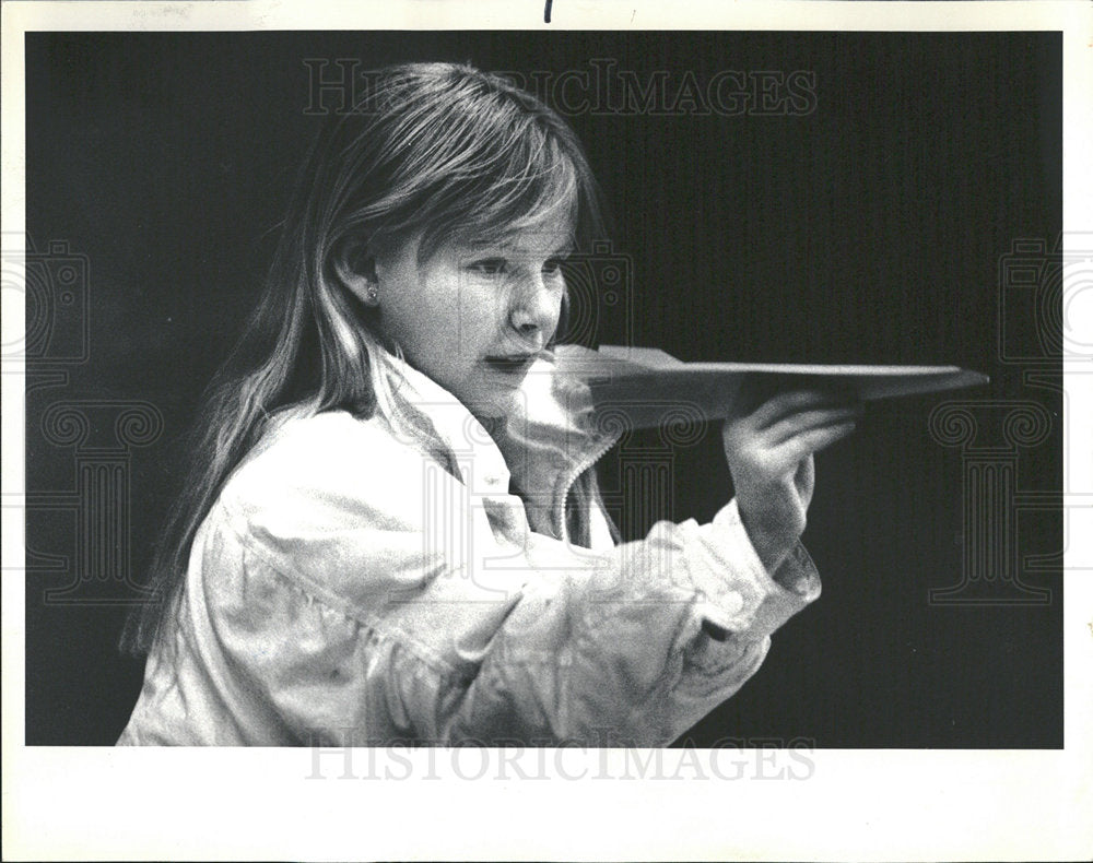 1988 Press Photo Adrian Miller Tries Paper Air Plane - Historic Images