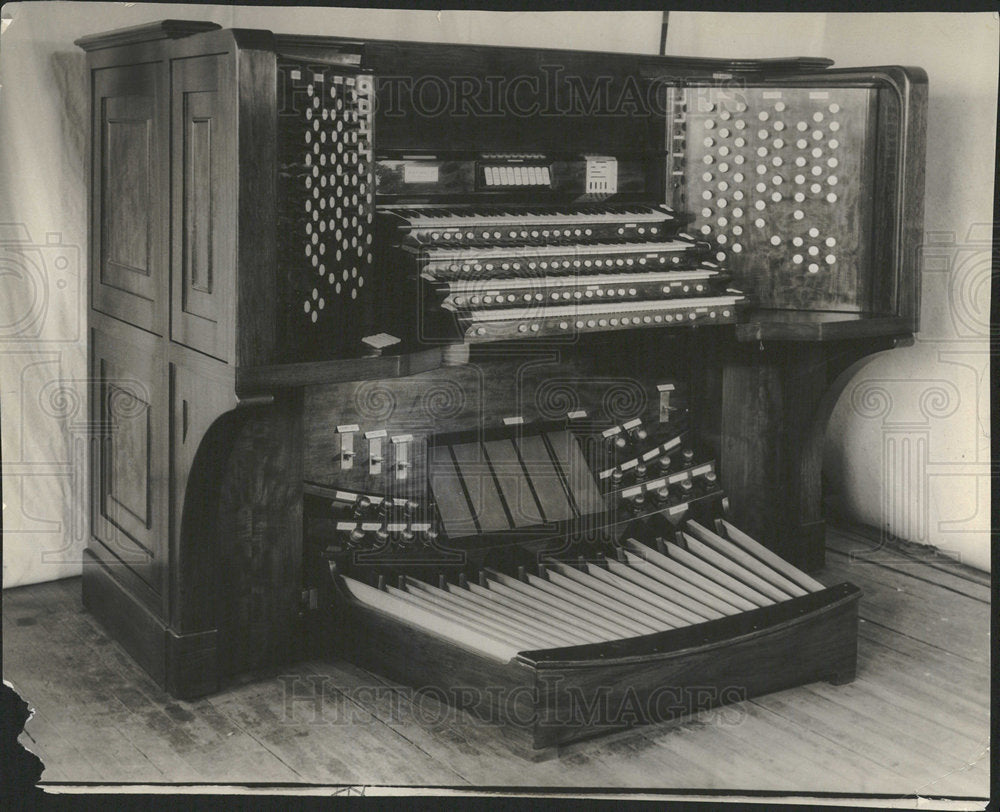 1934 Press Photo Organ music instrument Room  - Historic Images