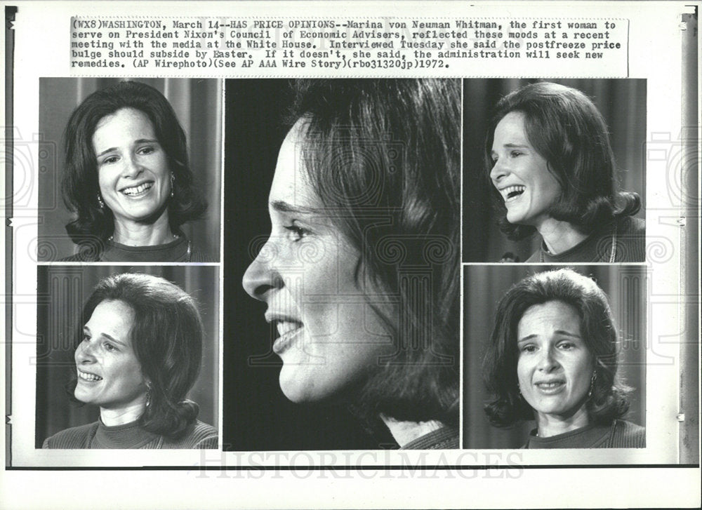 1972 Press Photo Marina von Neuman Whitman Adviser - Historic Images
