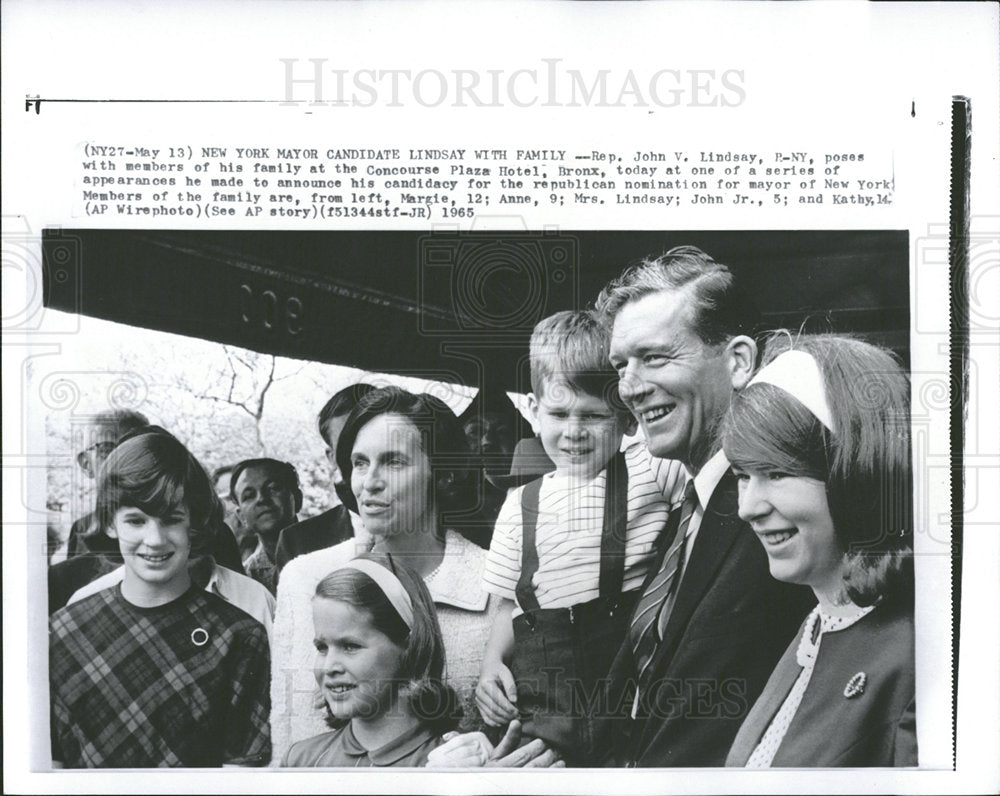 1965 Press Photo John V Lindsay Politician Family - Historic Images