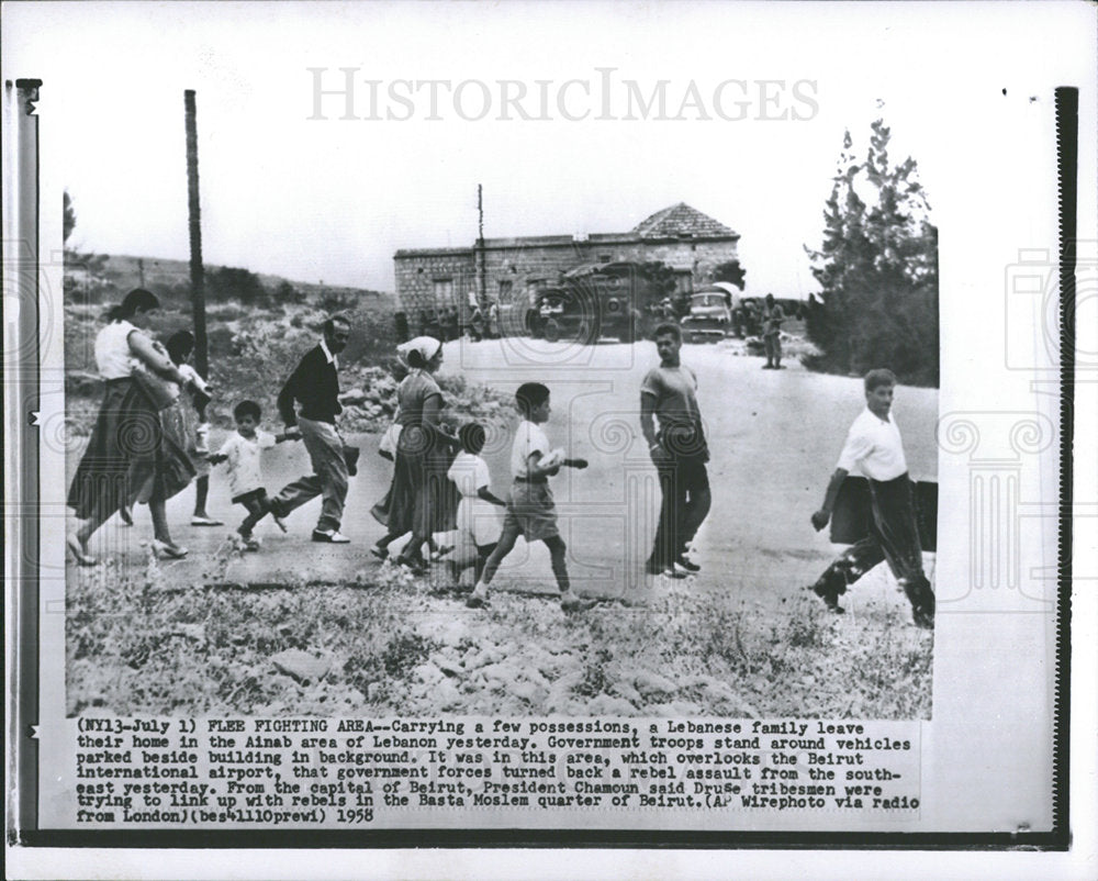 1958 Press Photo Ainab Fighting Area Lebanon - RRY03481 - Historic Images