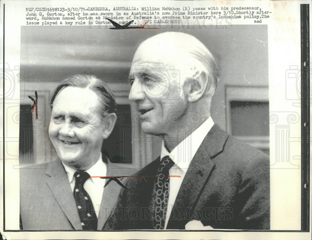 1971 Press Photo William McMahon Australia PM Politics - Historic Images