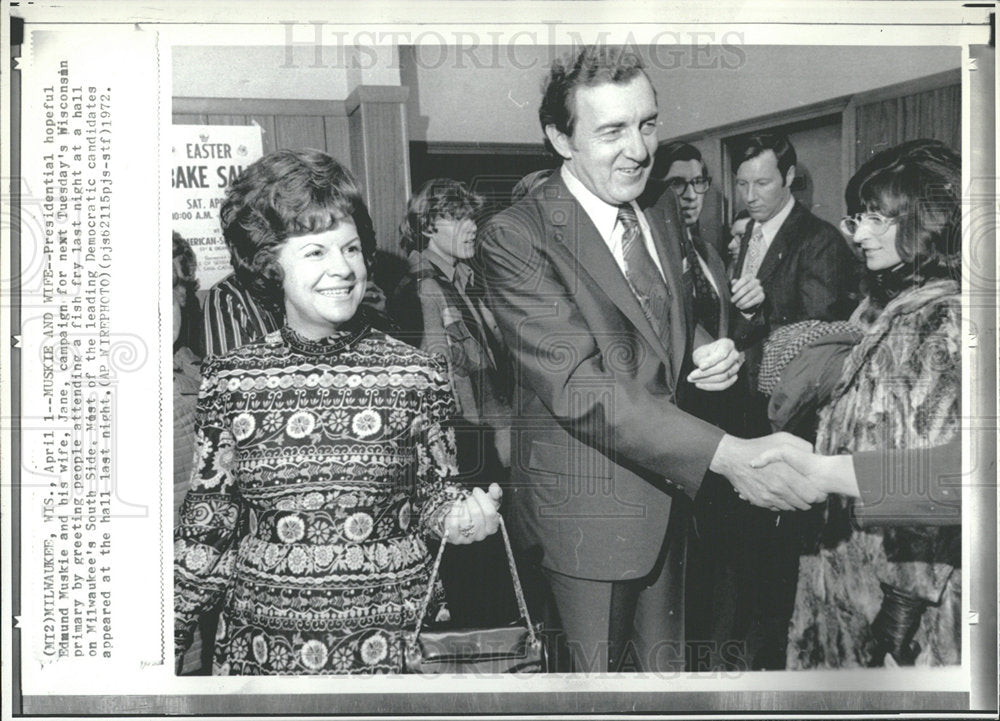 1972 Press Photo Mr. Mrs Edmund Muskie Campaign  - Historic Images