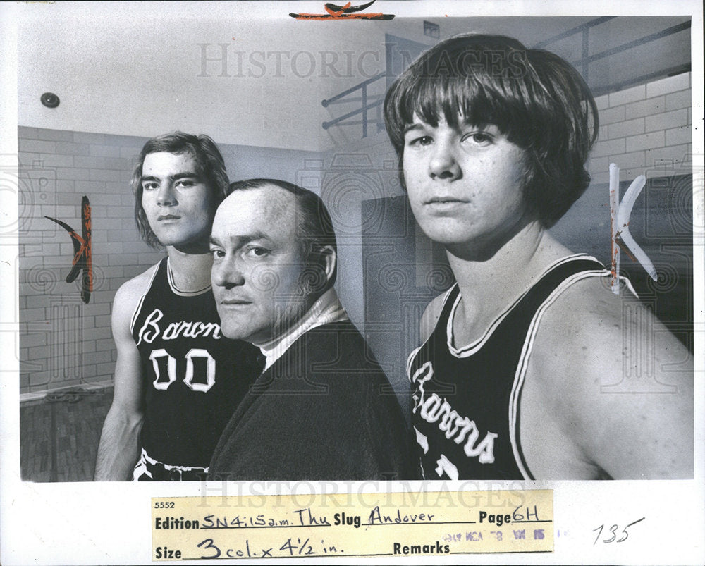 1974 Press Photo Bl Hills Andover Basketball Team - Historic Images