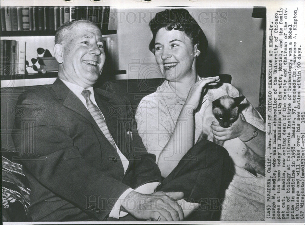 1961 Press Photo George W Beadle Chancellor Univ Chic - Historic Images