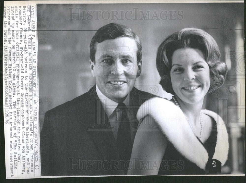 1966 Press Photo Holland Crown Princess Beatrix Throne  - Historic Images