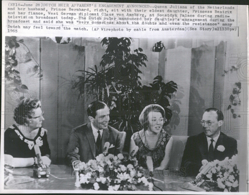 1965 Press Photo Queen Julian Prince Bernhard Beatrix - Historic Images