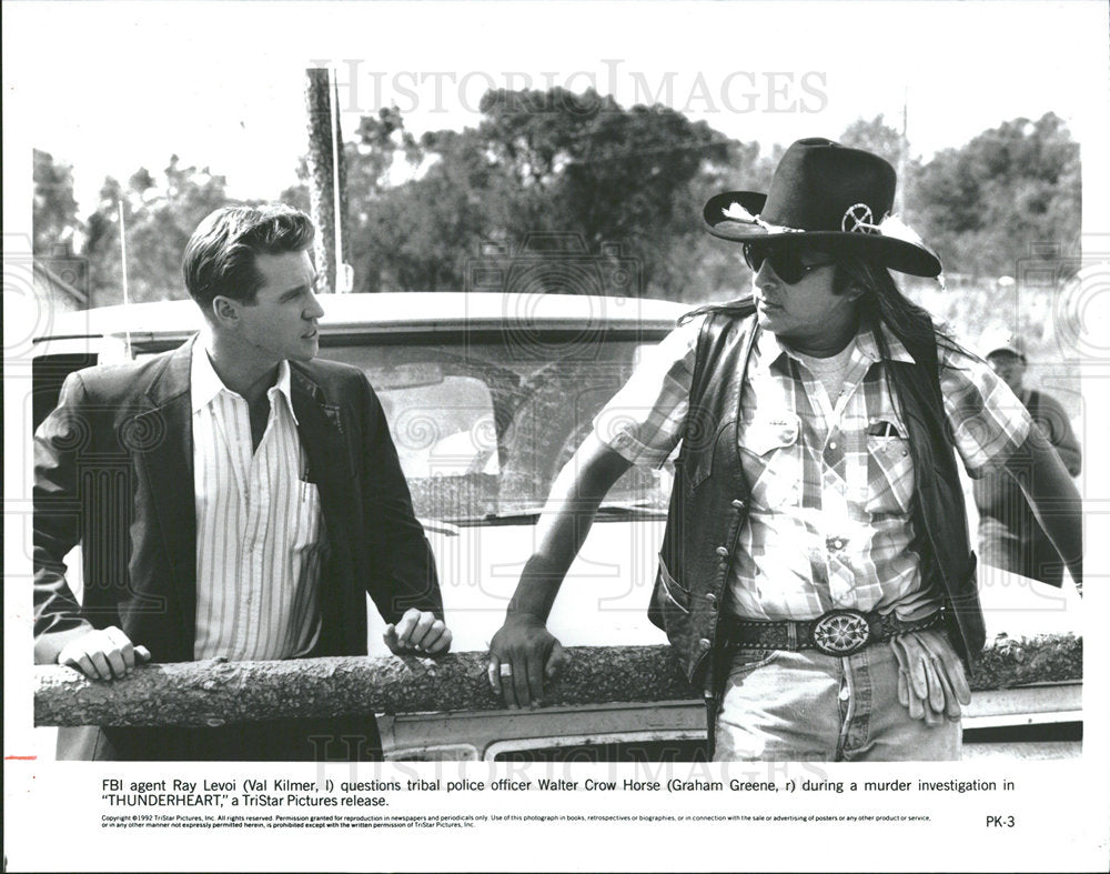1992 Press Photo Val Kilmer Graham GreenThunder heart - Historic Images