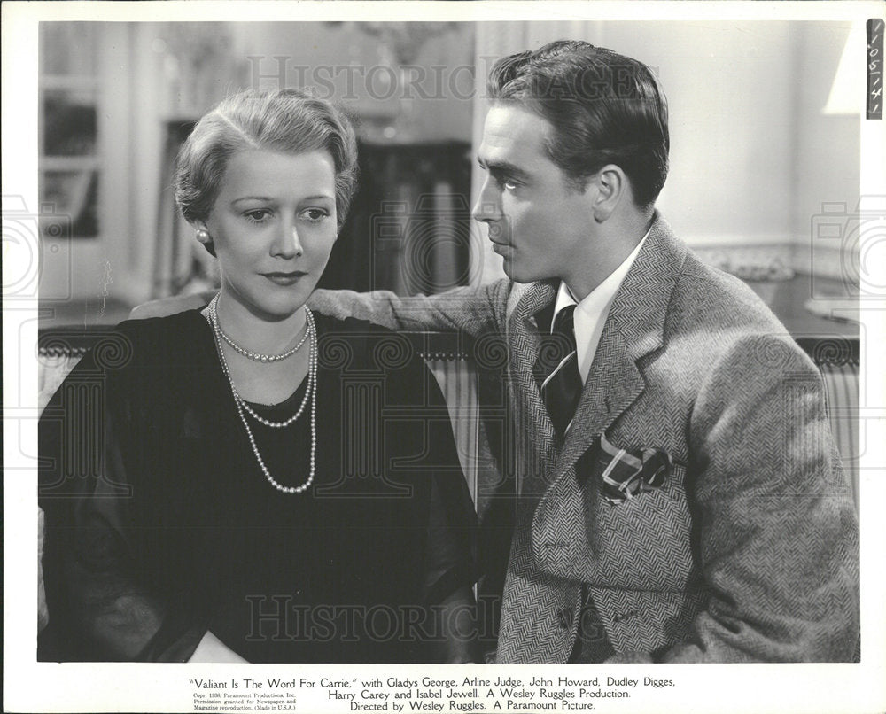 1936 Press Photo Gladys George John Howard Movie Actors - Historic Images