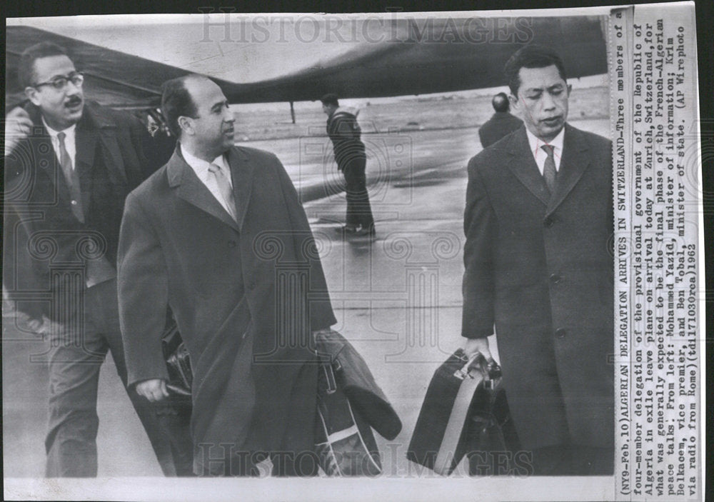 1962 Press Photo Algerian Rebel Ministers Switzerland - Historic Images
